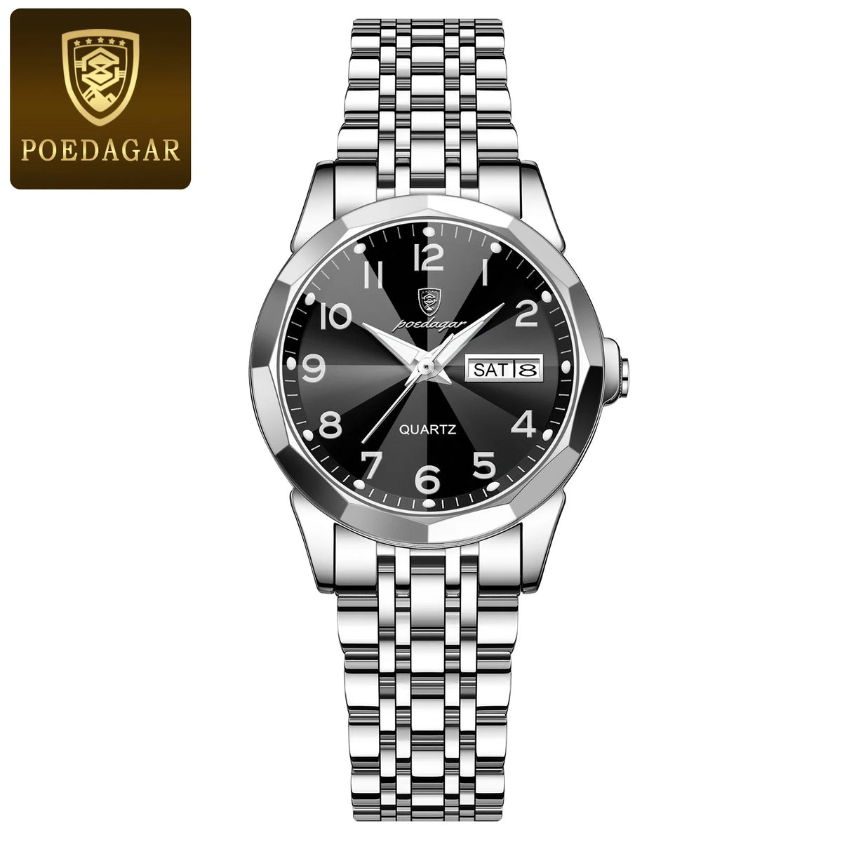 Poedagar 3078 Wholesale Stainless Steel Women Wrist Watch Luminous Waterproof Calendar Ladies Quartz Watches