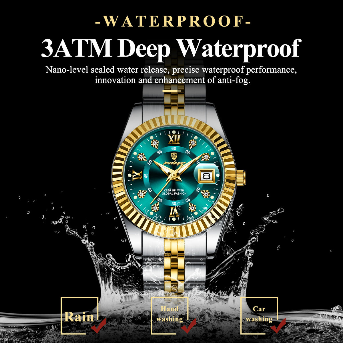 Poedagar Luxury Couple Watch Set for Men and Women Stainless Steel Quartz Calendar Waterproof Wrist Watch