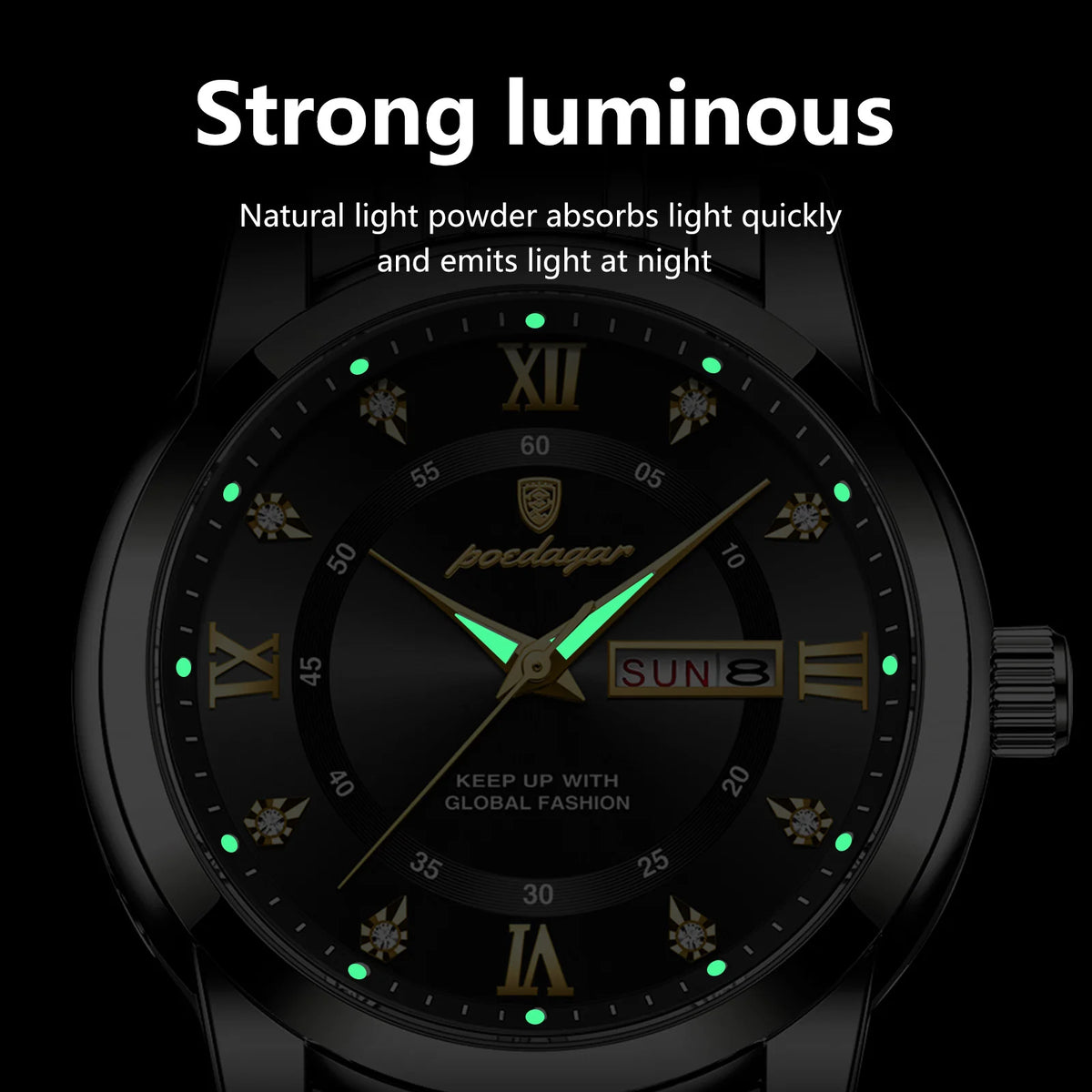 Poedagar 936 Men Watch Luxury Roman Numeral Stainless Steel Quartz Wristwatch Date Luminous Business Casual Montre Homme Reloj