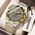 Poedagar 896 Luxury Sports Luminous Quartz Mens Watch Leather Strap Waterproof Watch for Men