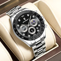Poedagar New Men Fashion Business Ultra-thin Chronograph Watches Waterproof Calendar Clock Male Stainless Steel Strap Quartz Wat