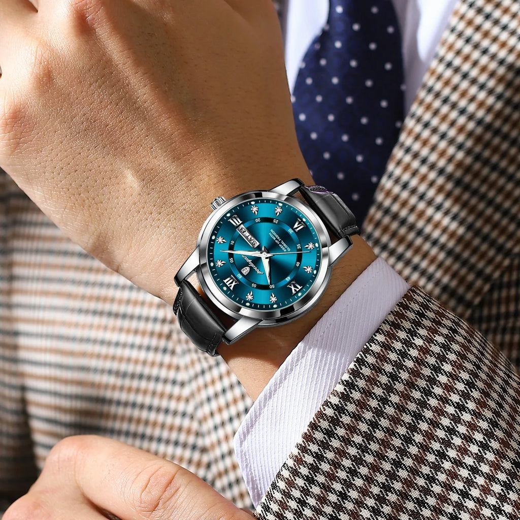 Poedagar 936 Mens Watch Luxury High Quality Leather Orologio Wristwatch Waterproof Luminous Quartz Watches for Men Wholesale
