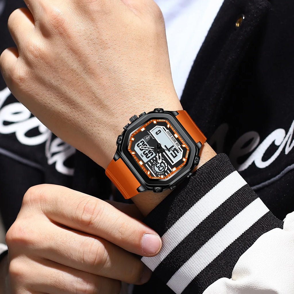Poedagar 993 Men Digital Watch Silicone Strap Chronograph Waterproof Quartz Watches Sports Dual Display Luminous Reloj Hombre