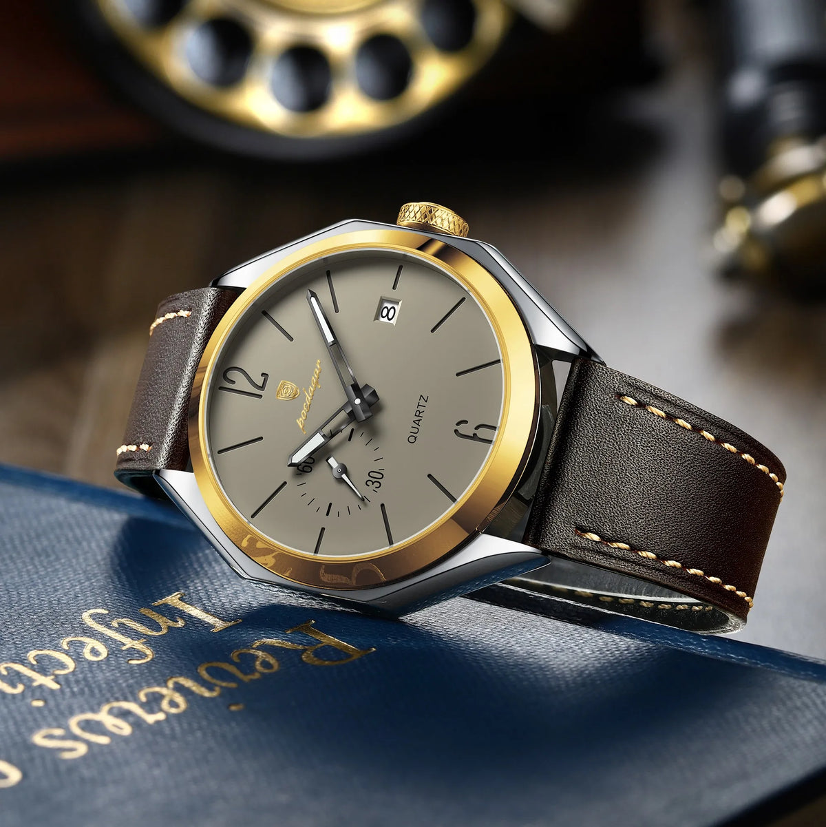 Poedagar 689 Geometric Mens Quartz Watch Waterproof Leather Strap Casual Wristwatch Relogio Masculino Ready to Ship Mix Order