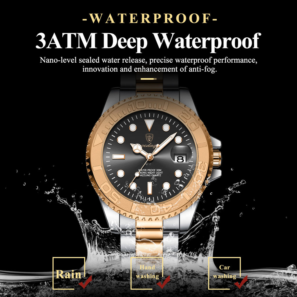 Watch for Men Luxury Poedagar 680 Classic 43mm Luminous Waterproof Men's Quartz Watches Stainless Steel Business Wrist Watch
