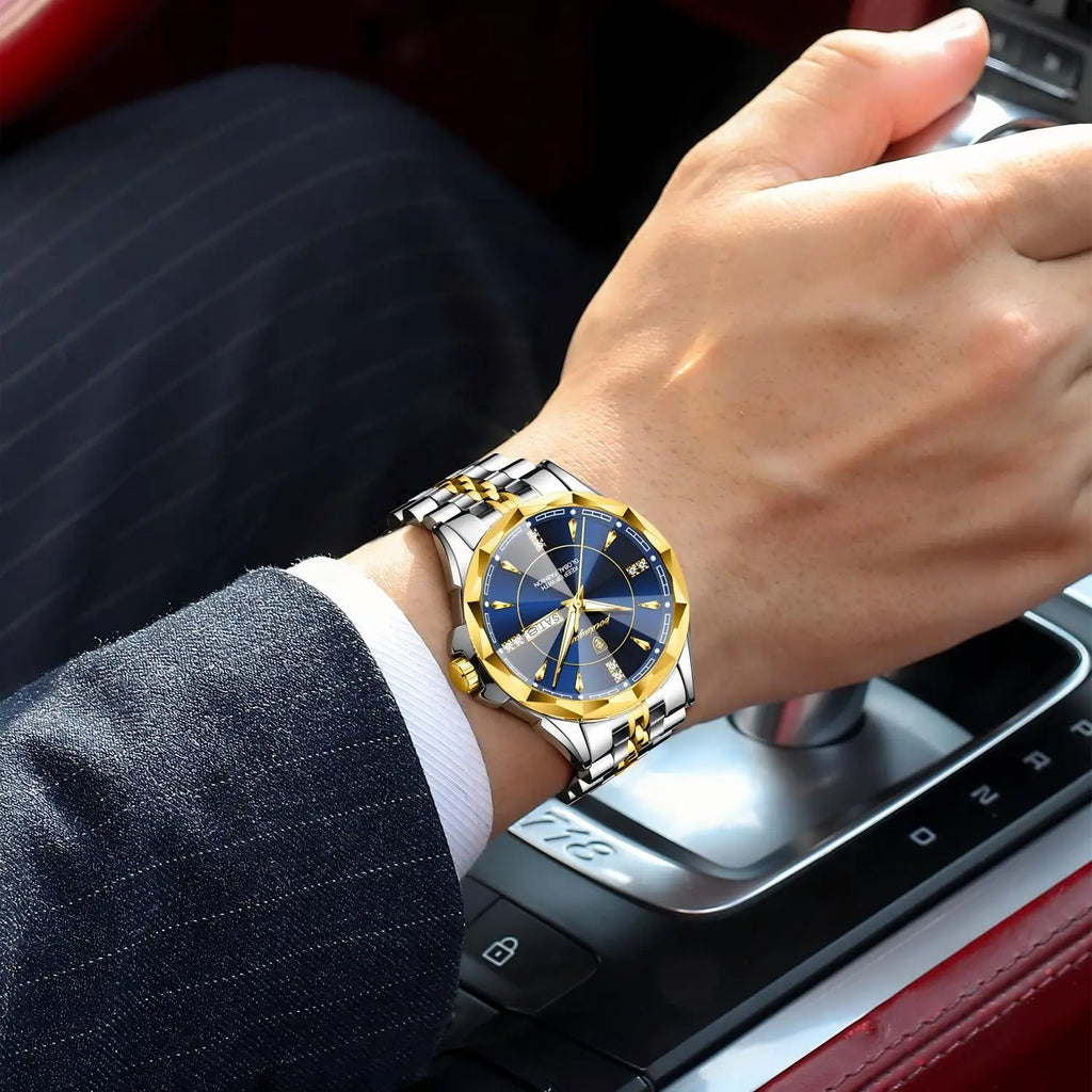 Poedagar 674 Luxury Business Stainless Steel Strap Men Quartz Watches 30M Waterproof Luminous Calendar Watch for Men