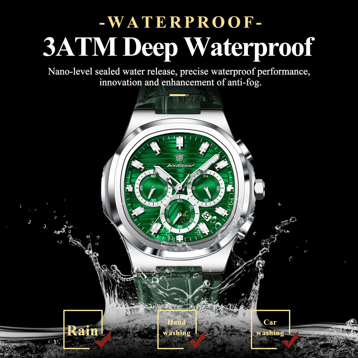 Poedagar 834 Luxury Quartz Watch for Men Leather Strap Waterproof Chronograph Wrist Watch Wholesale