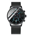Poedagar Stainless Steel Mesh Watches Men Wrist Sport Chronograph Quartz Watches Waterproof Luminous Watch for Men Relojes Hombr
