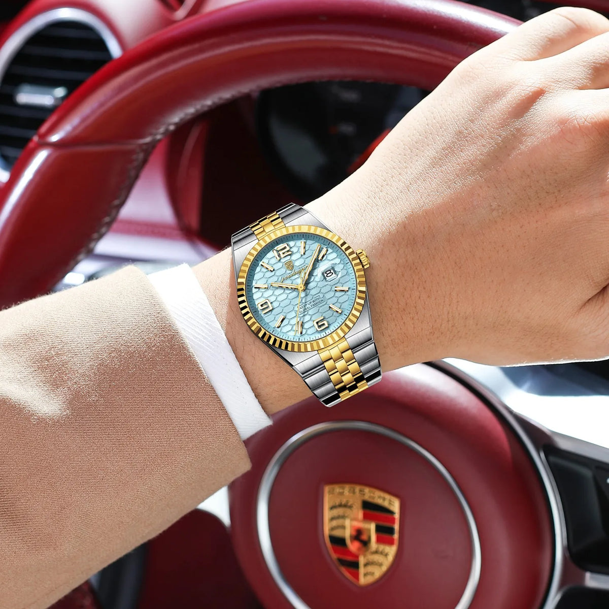 Poedagar 839 Men Watch Ready to Ship Classic Style Luxury Fluted Bezel Honeycomb Dial Quartz Wristwatch Own Factory Wholesale