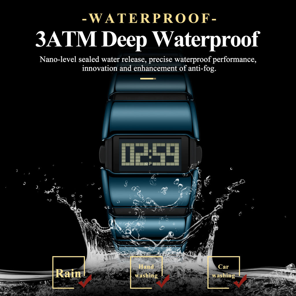 Poedagar E126 Creative LED Digital Watch Men Stainless Steel Strap Fashion Waterproof Electronic Wristwatch Wholesale