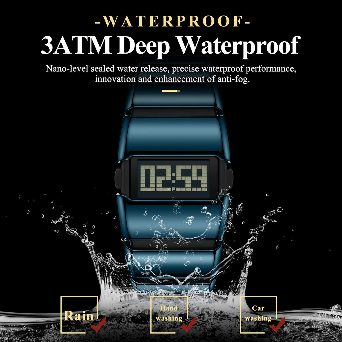 Poedagar E126 Creative LED Digital Watch Men Stainless Steel Strap Fashion Waterproof Electronic Wristwatch Wholesale