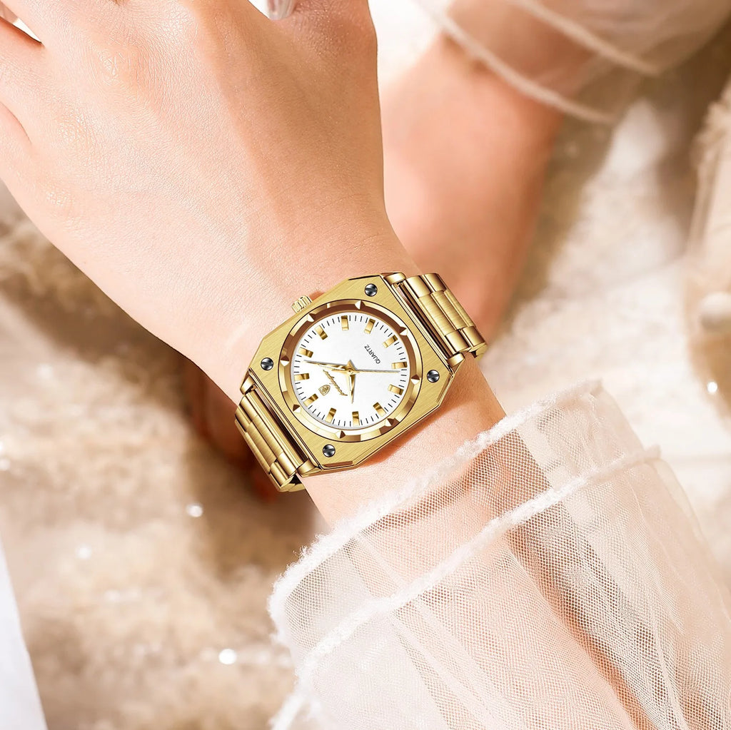 Poedagar 788 Luxury Women's Watch Waterproof Luminous Wristwatch Reloj Gold Stainless Steel Bracelet Quartz Watch for Women