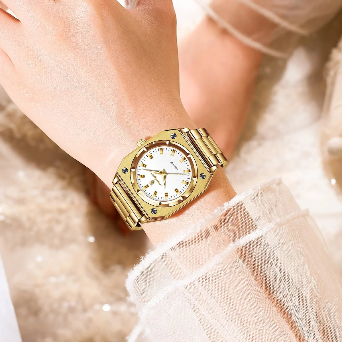Poedagar 788 Luxury Women's Watch Waterproof Luminous Wristwatch Reloj Gold Stainless Steel Bracelet Quartz Watch for Women