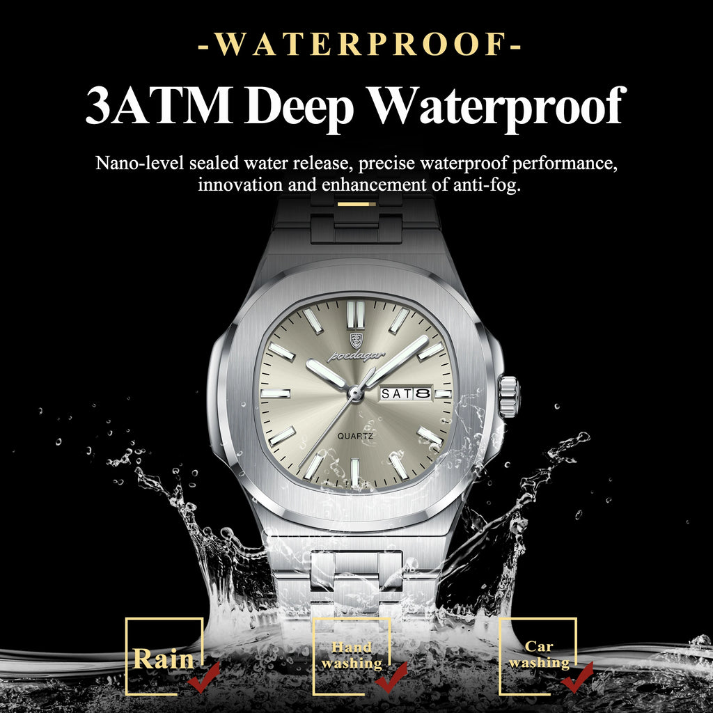 Poedagar Luxury Elegant Stainless Steel Girl Reloj Waterproof Luminous Date Quartz Watch for Women