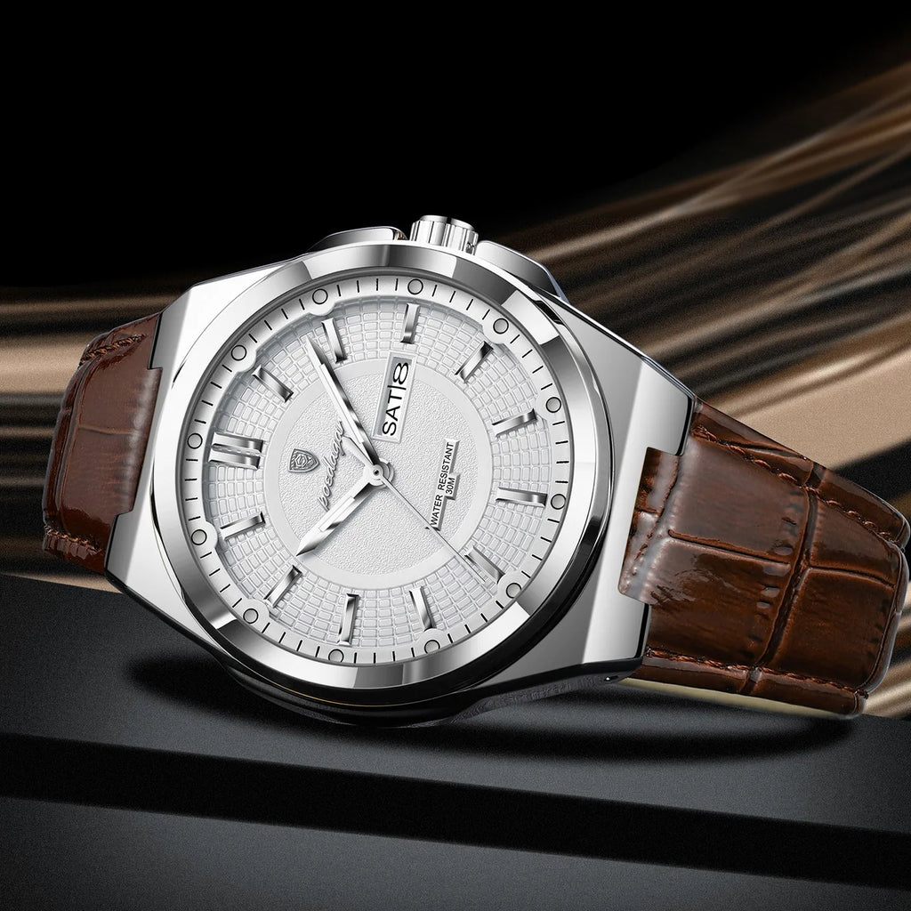 Poedagar 896 Luxury Mens Watch Casual Luminous Leather Strap Waterproof Quartz Watch for Men Factory Wholesale Montre Homme