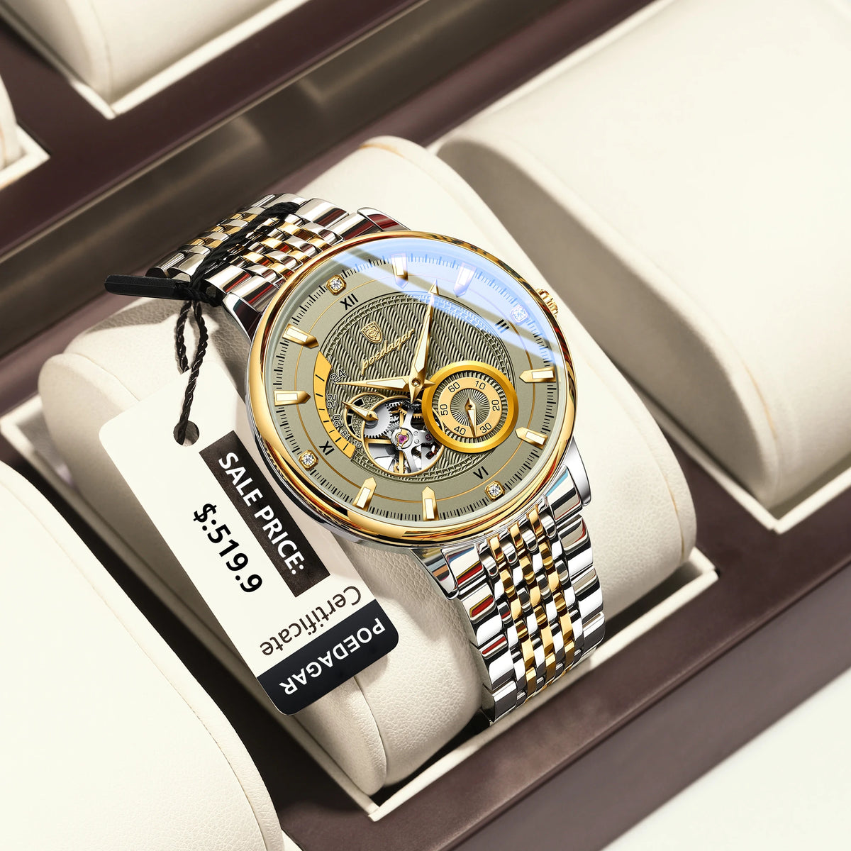 Poedagar Original Luxury Relojes Hombre Steel Strap Waterproof Luminous Mechanical Watch for Men