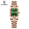 Poedagar Green square Watch for Women Luxury Stainless Steel Ladies Quartz Watches Waterproof Fashion Brand Ladies Watches Wrist