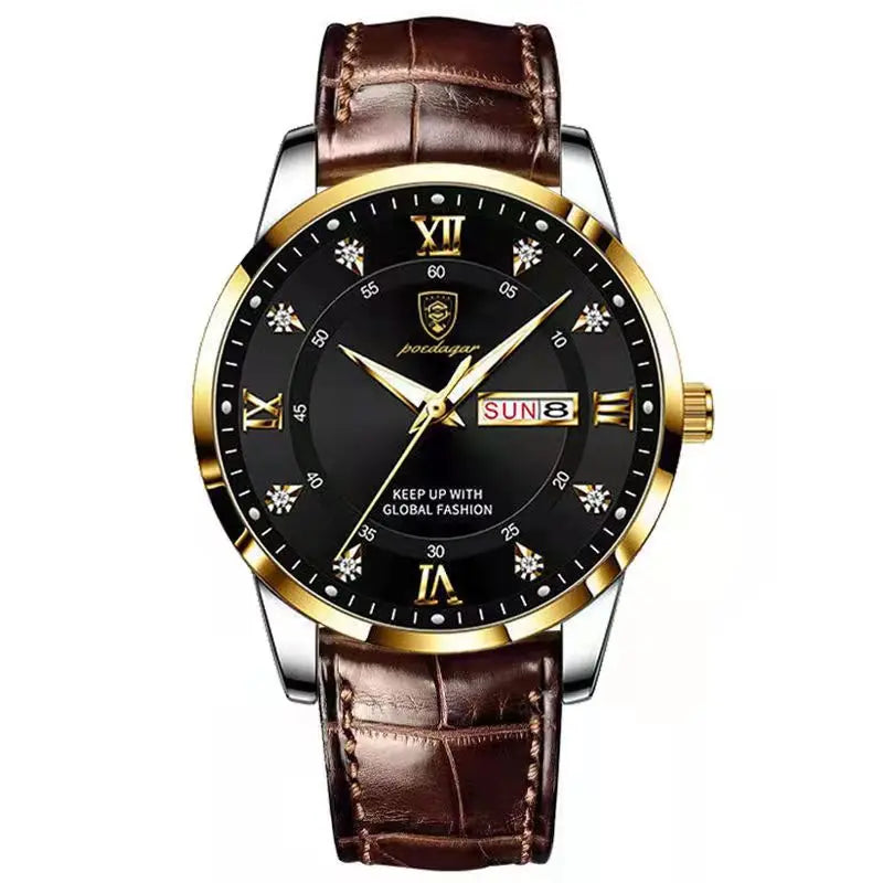 Poedagar Watch for Men Fashion Quartz Watches Diamond Leather Watches Men Wrist Waterproof Luminous Calendar Relojes Hombre