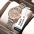 Poedagar Strap Wristwatch Luxury Diamond Stainless Steel Quartz Watches Waterproof Calendar Ladies Watch Clock for Women