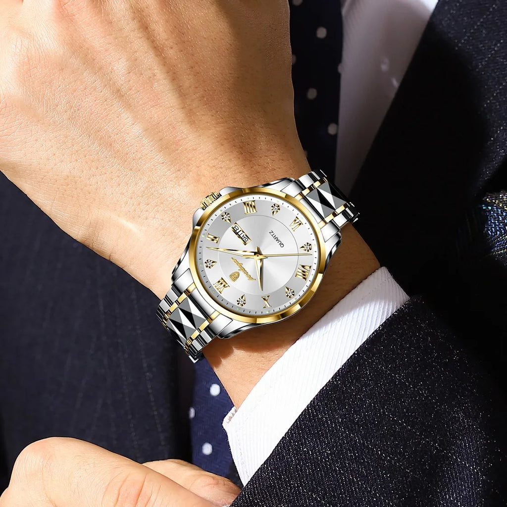 Poedagar 883 Men's Quartz Watches High Quality Relojes Stainless Steel Original Watch Waterproof Luminous Wristwatch for Men