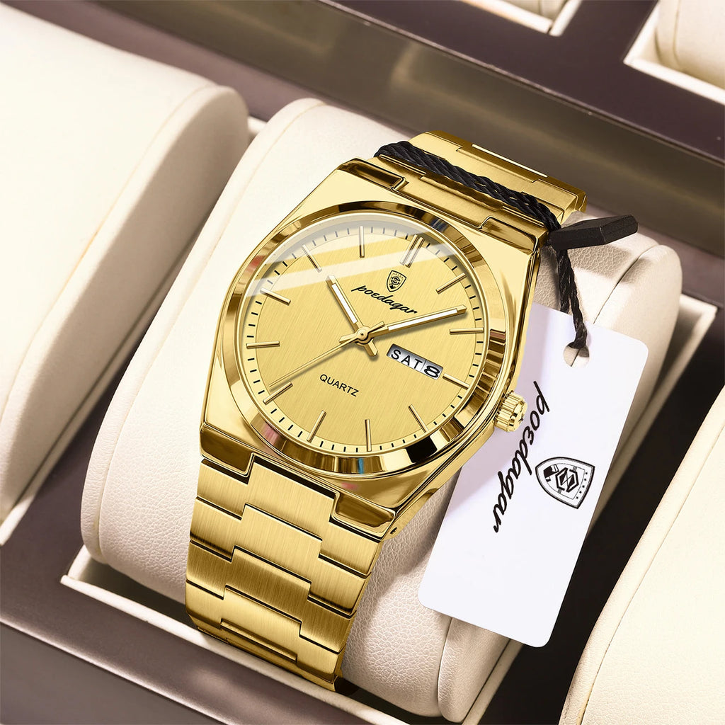 Poedagar 930 Luxury Mens Watch Hot Sale Stainless Steel Bracelet Quartz Watches Reloj Hombre Waterproof Luminous Watch for Men