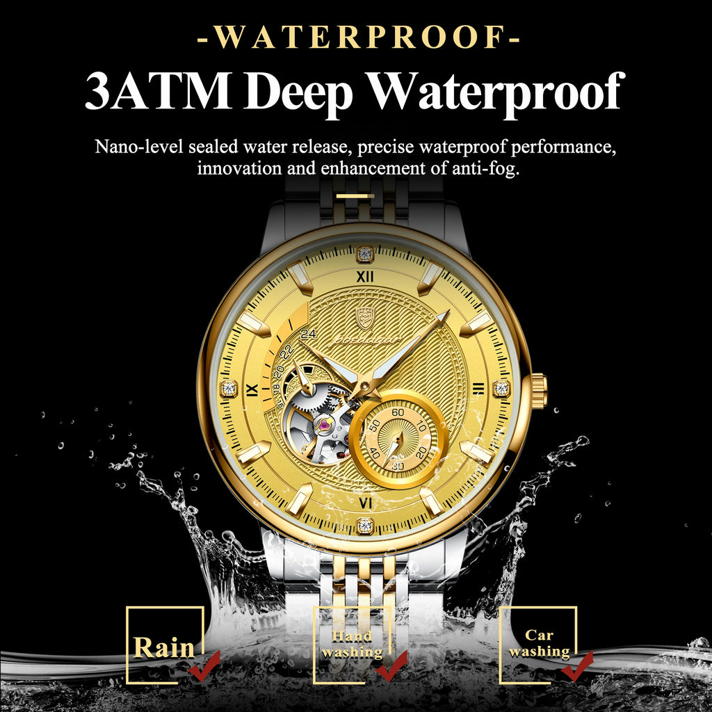 Poedagar 1416 Luxury Men Mechanical Watches Original Relojes Hombre Stainless Steel Waterproof Luminous Automatic Watch for Men