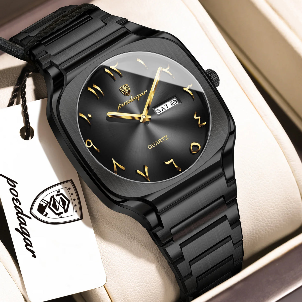 Poedagar 616 Luxury Men's Watch Classic Arabic Dial Quartz Watches Montre Waterproof Stainless Steel Business Wristwatch for Men