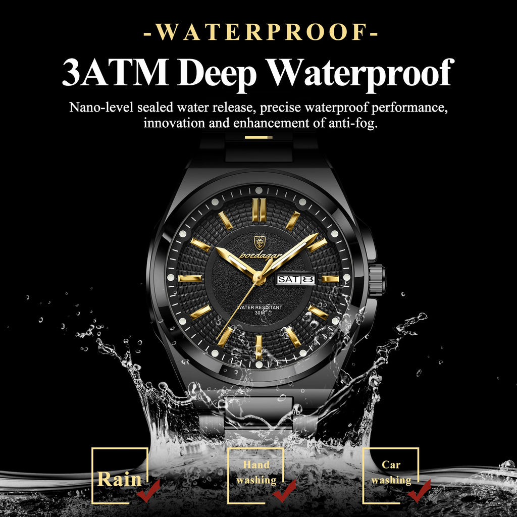 Poedagar 896 Luxury Mens Watch Original Daily Wear Waterproof Luminous Stainless Steel Quartz Watch for Men Reloj Hombre Montre