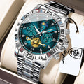 Watch for Men Poedagar 634 Stainless Steel Chronograph Quartz Watches Waterproof Luminous Watch 44mm Alloy Case for Business