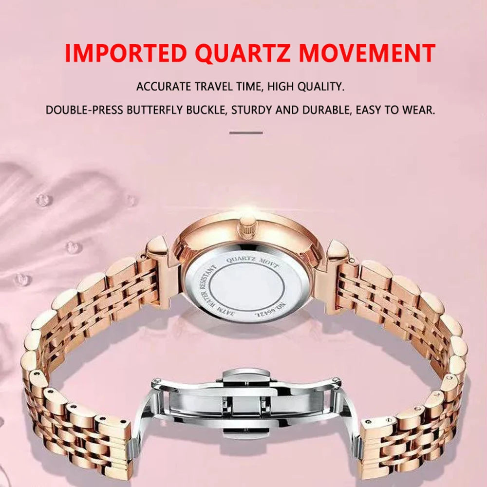 Poedagar Factory Direct Sale Luxury Diamond Quartz Watches Stainless Steel Lady Watch Luminous Date Waterproof Watch Women