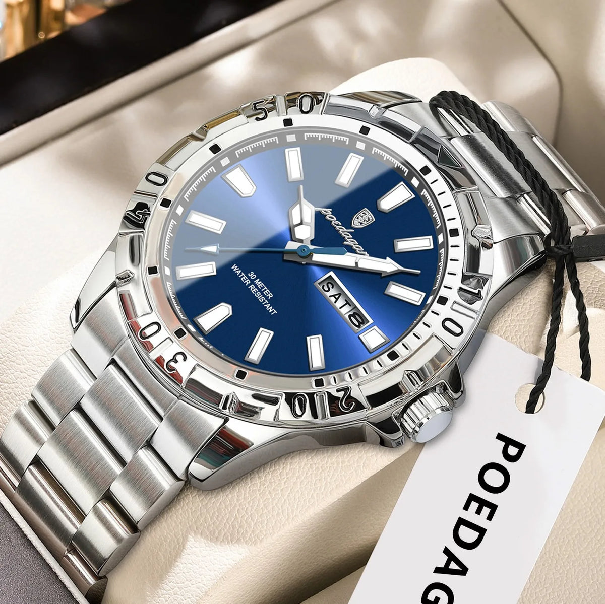 Poedagar 959 Luxury Men Watch Stainless Steel Business Quartz Wristwatch Waterproof Luminous Date Reloj Hombre Watch for Men