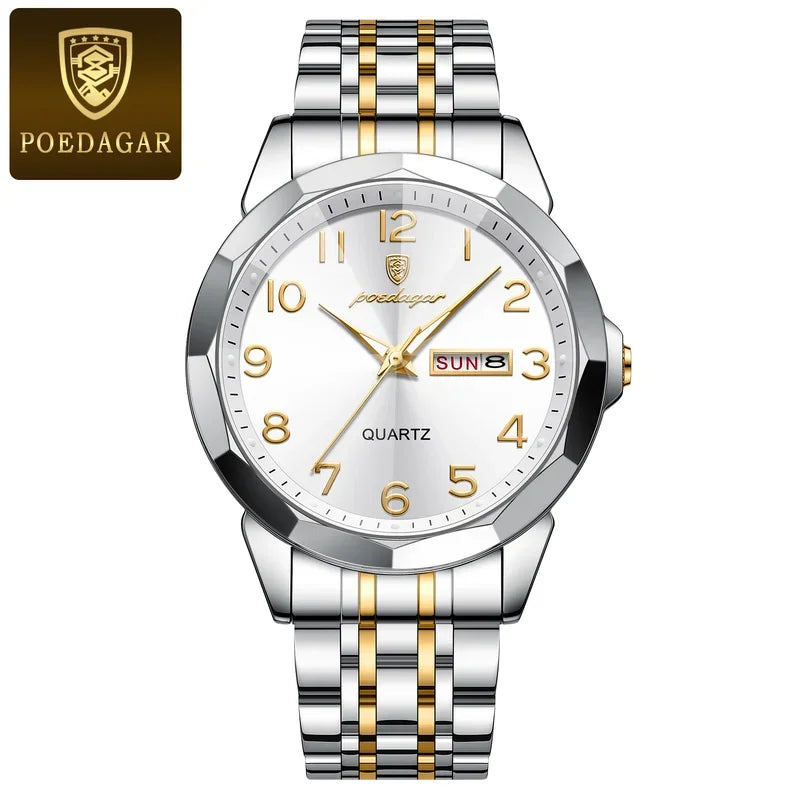 Poedagar New ArrivalsLuxruy Men's Watches Waterproof Luminous Quartz Watches Stainless Steel Watch for Men