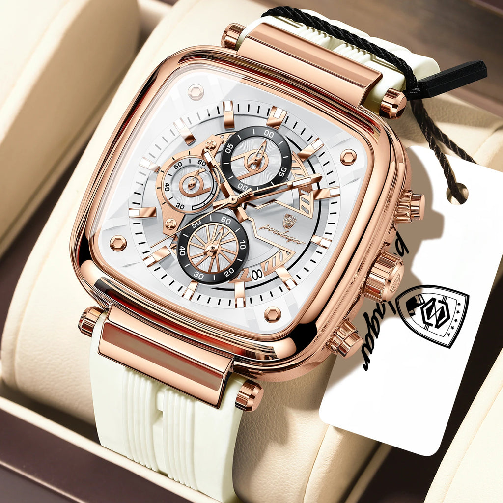 Poedagar 849 Men's Sports Watch Luxury Montre Homme Chronograph Quartz Watches Silicone Strap Waterproof Luminous Wristwatch