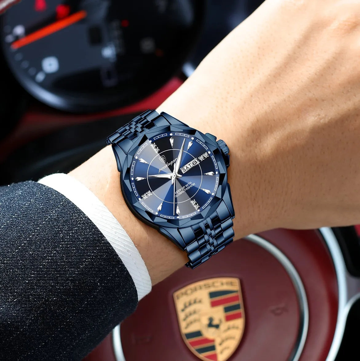 Poedagar 674 Luxury Business Men Watches Stainless Steel Quartz Wristwatch 30M Waterproof Luminous Calendar Reloj Watch for Men