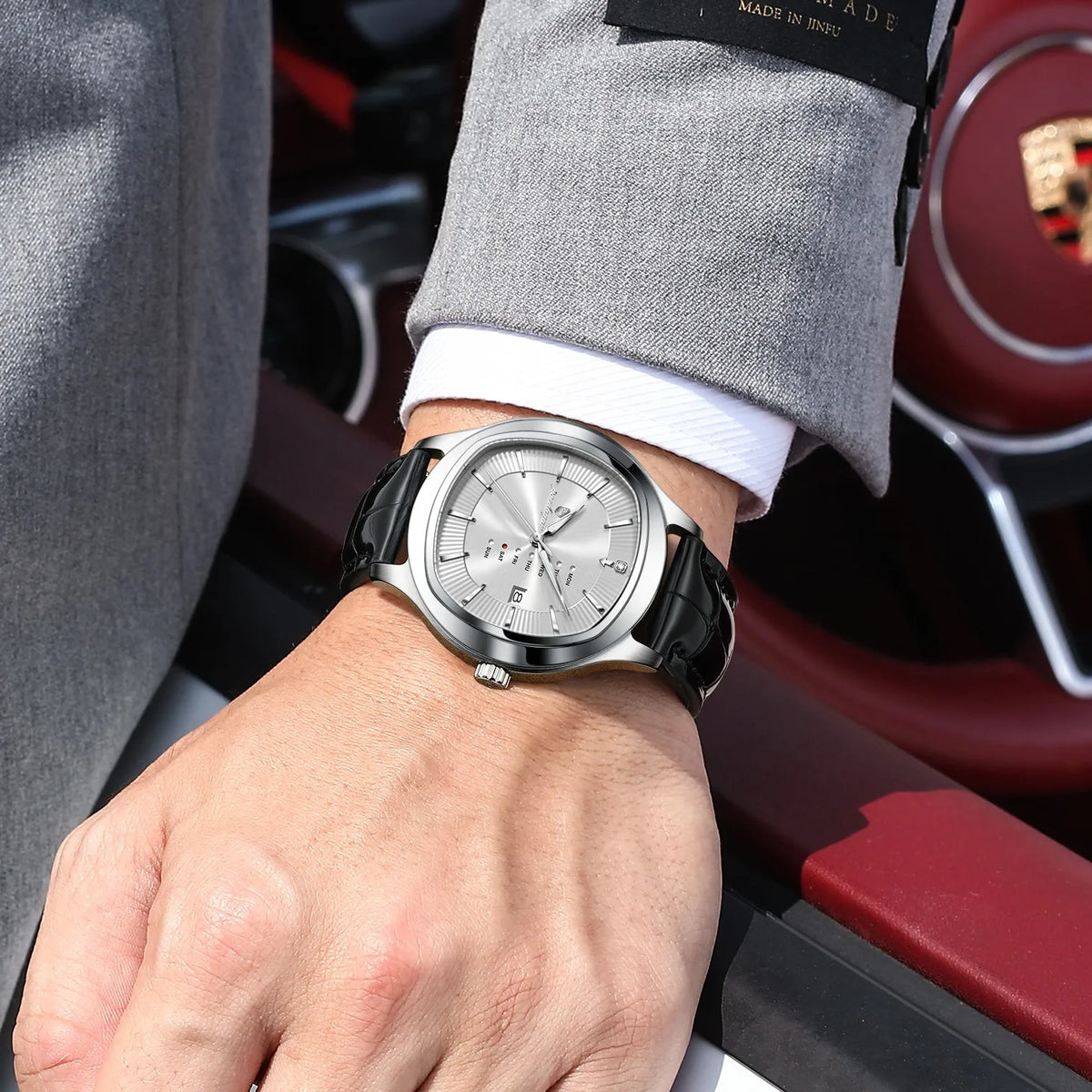 Poedagar 623 Luxury Men's Watch Business Date Dial Leather Strap Quartz Watches Waterproof Luminous Calendar Wristwatch for Men