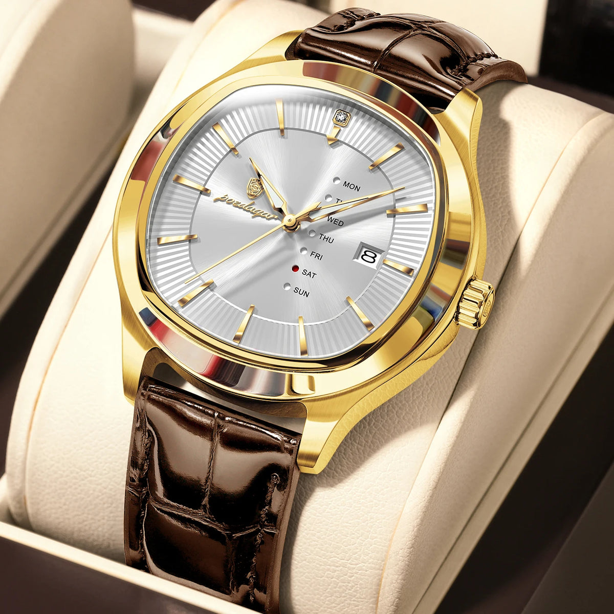 Poedagar 623 Quartz Watches Luxury Date Day Leather Strap Montre Homme Waterproof Luminous Business Daily Gift for Men