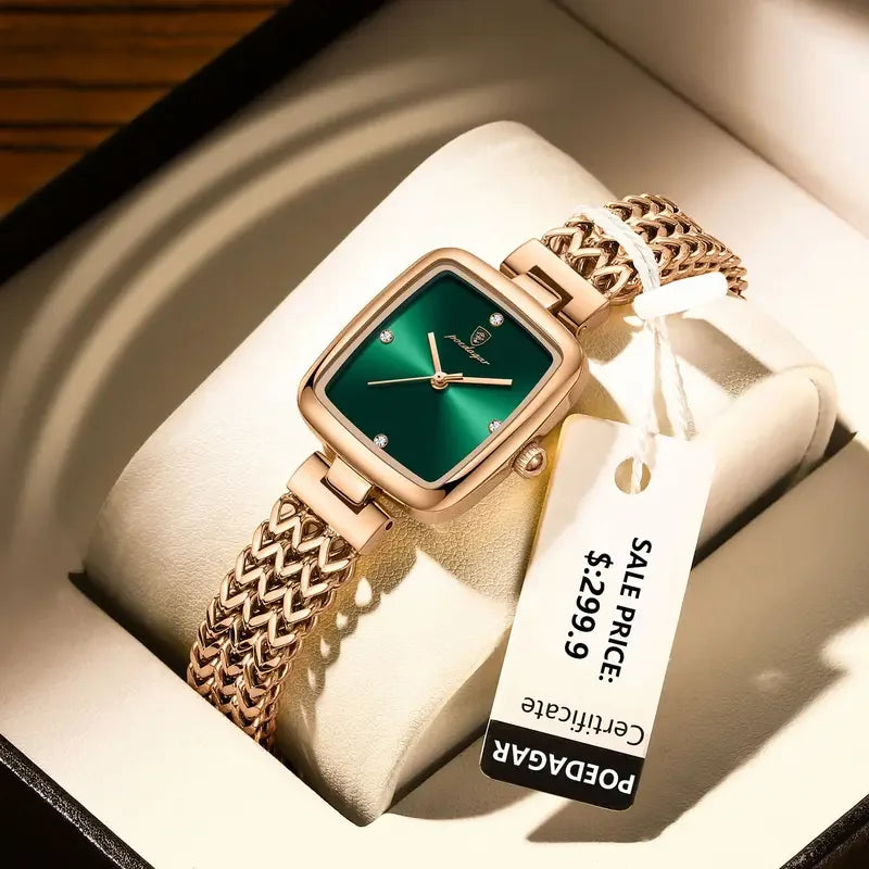 Poedagar Luxury Diamond Rose Gold Ladies Watch Wrist Waterproof Elegant Female Dress Stainless Steel Quartz Watches