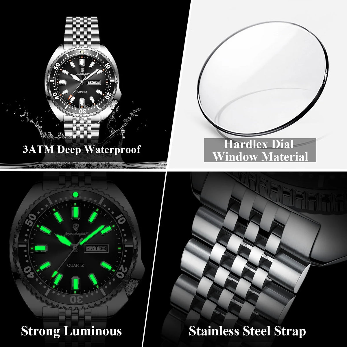 Poedagar 682 Luxury Business Men's Watch Montres Stainless Steel Waterproof Luminous Hot Sale Quartz Wristwatch for Men Reloj