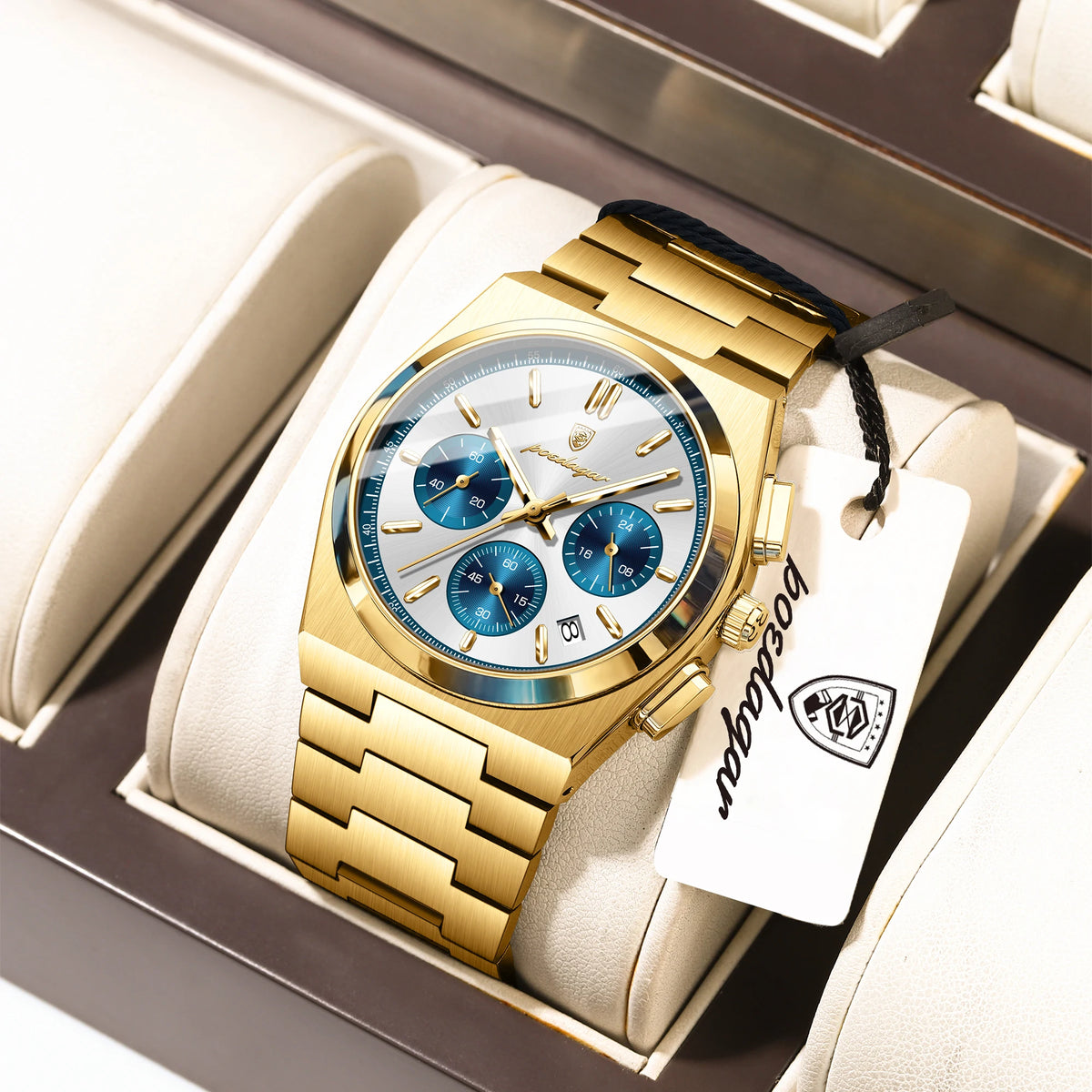 Poedagar 970 Mens Watch Fashion High Quality Waterproof Luminous Quartz Watches Chronograph Stainless Steel Reloj Watch for Men