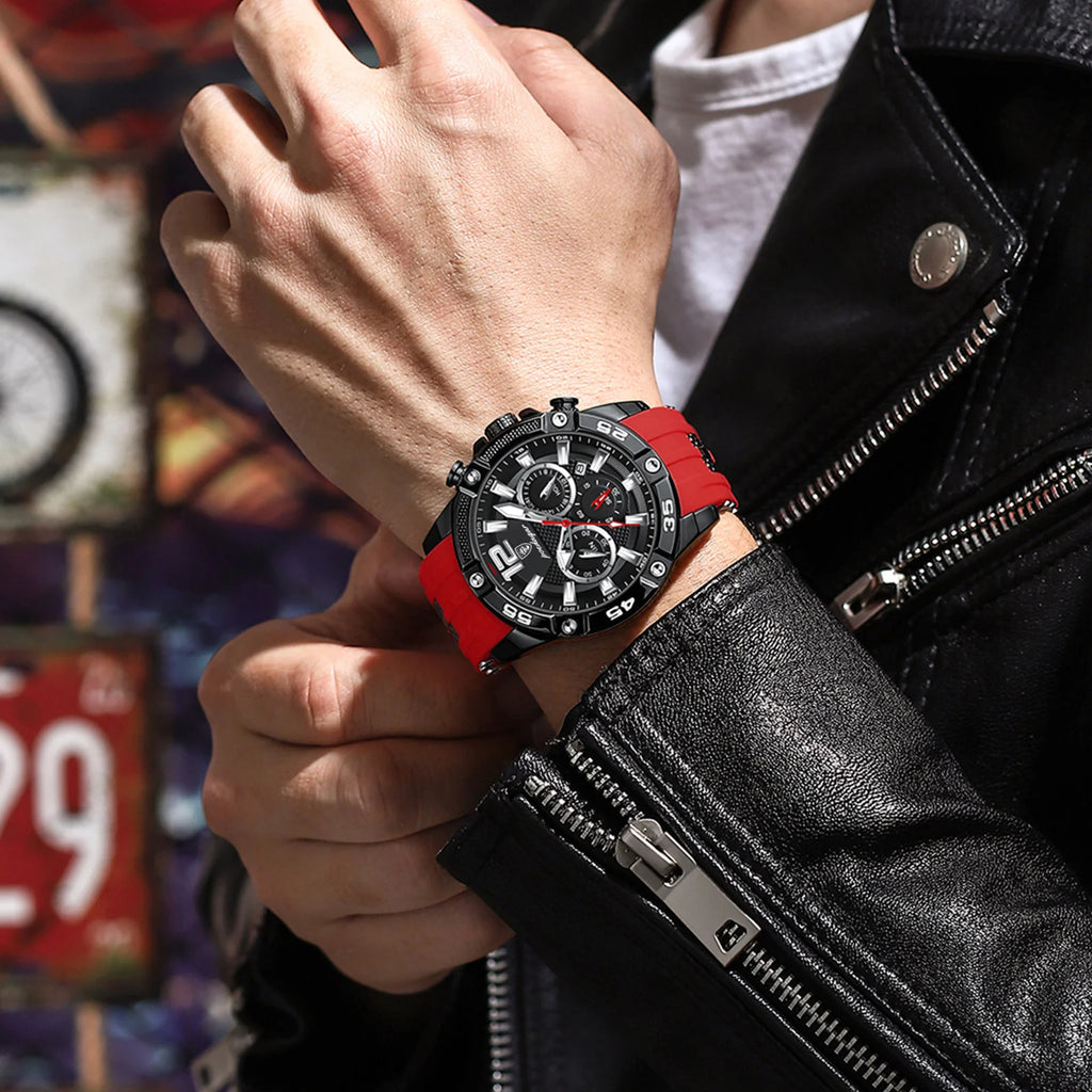 Poedagar 912 New Men Watches Luxury Fashion Waterproof Chronograph Calendar Quartz Watches Silicone Strap Luminous Watch for Men