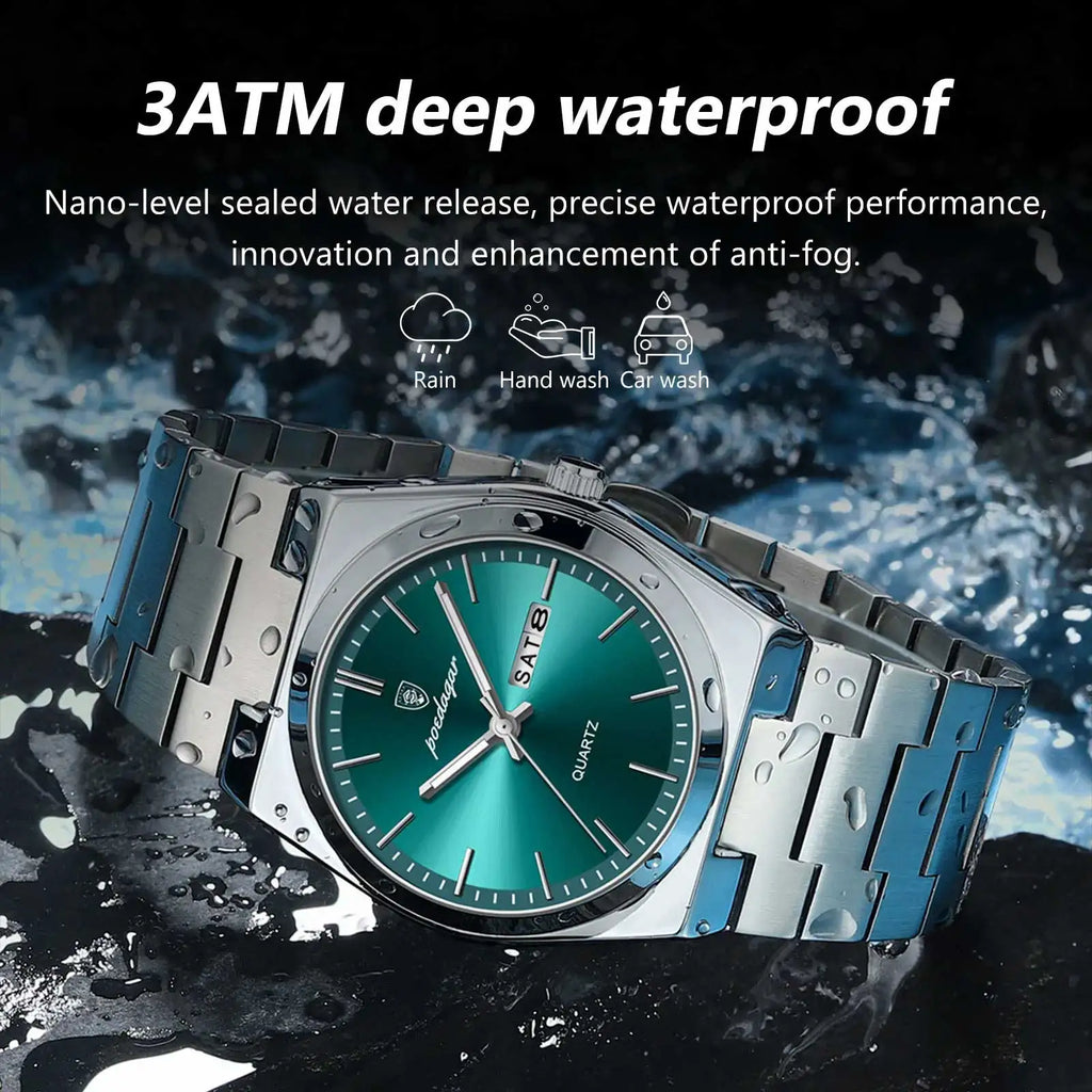Poedagar Hot Sale 930 Luxury Quartz Watch Stainless Steel Men's Watches Waterproof Luminous Watch for Men