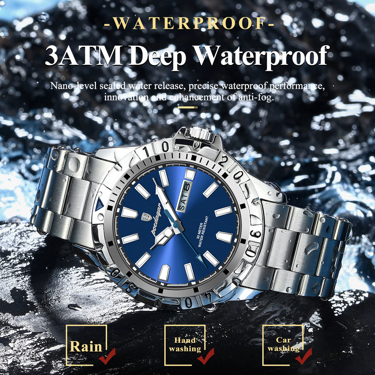 Poedagar 959 Luxury Men Watch Stainless Steel Business Quartz Wristwatch Waterproof Luminous Date Reloj Hombre Watch for Men