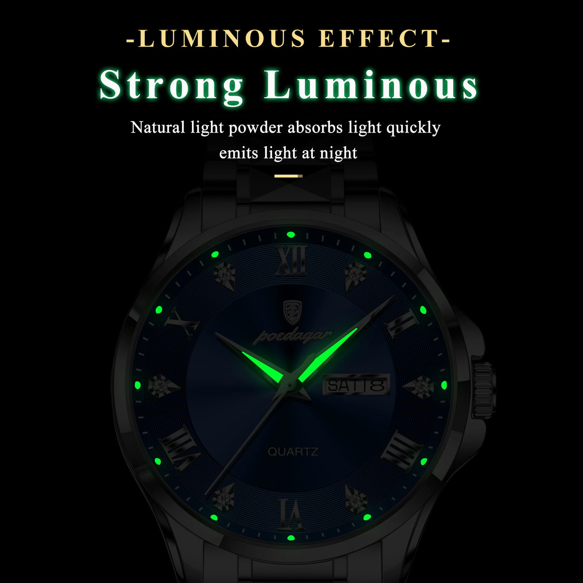 Poedagar 883 High Quality Men's Watch Business Stainless Steel Quartz Watches Waterproof Luminous Original Wristwatch for Men
