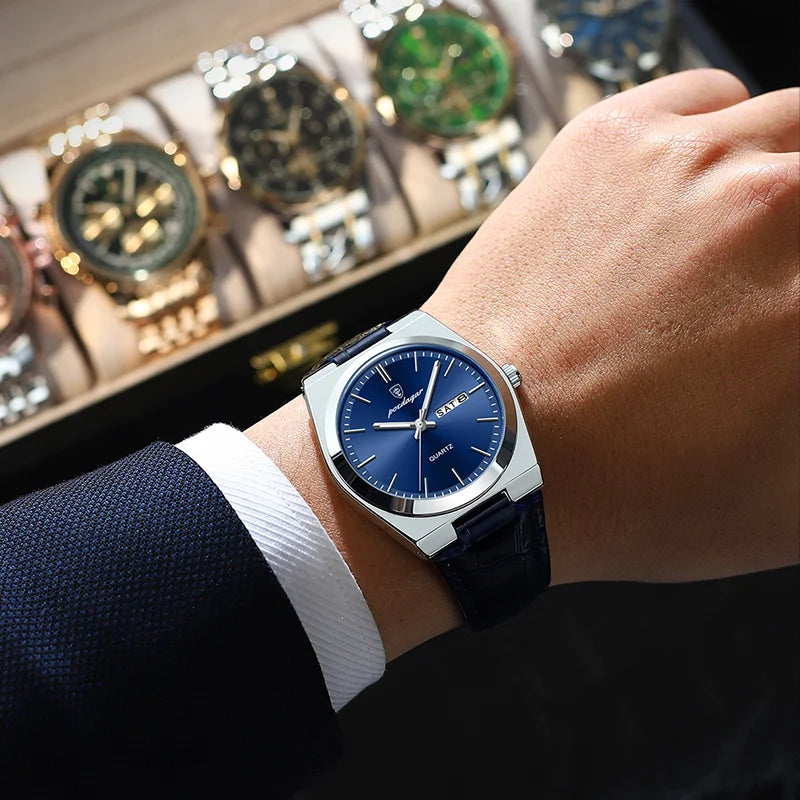 Poedagar 930 Luxury Casual Leather Men's Watches Waterproof Luminous Date Quartz Watches for Men