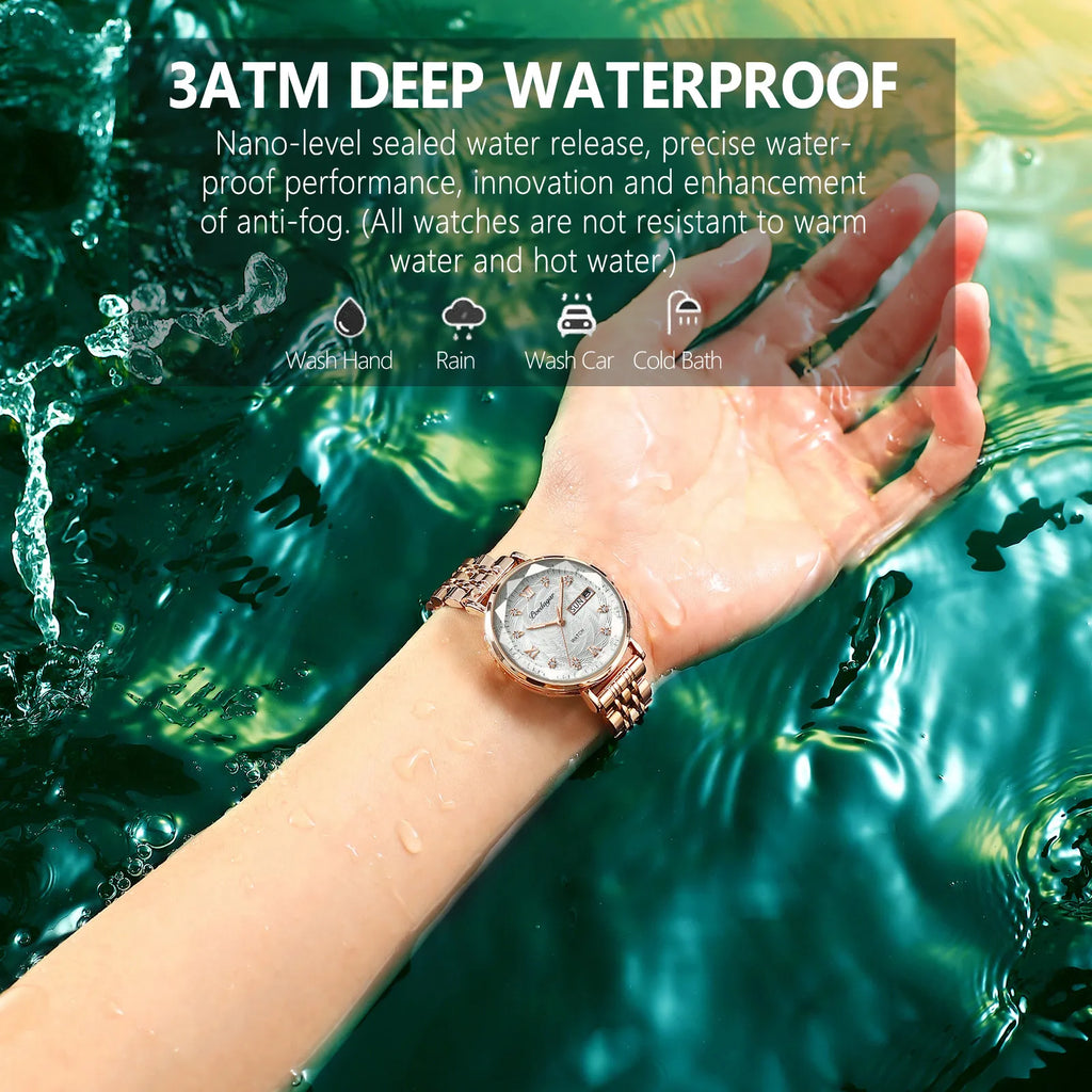 Poedagar Elegant Luxury Women Quartz Watches Waterproof Calendar Ladies Watch Rose Gold Stainless Steel Watch for Womens C