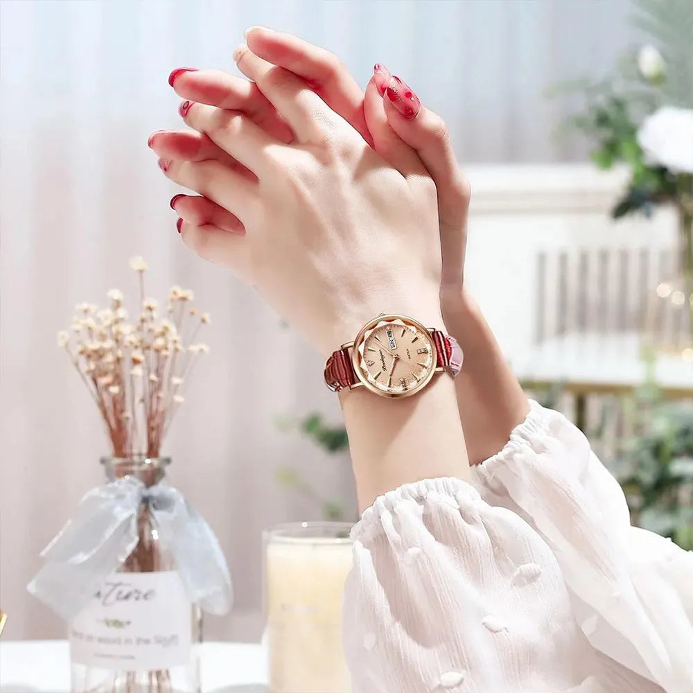 Poedagar Top Brand Lady Wrist Watch Waterproof Calendar Quartz Watches for Women with Luxury Diamond Reloj