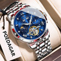 Poedagar 1420 Men's Waterproof Luminous Stainless Steel Strap Alloy Case Automatic Movement Mechanical Watch