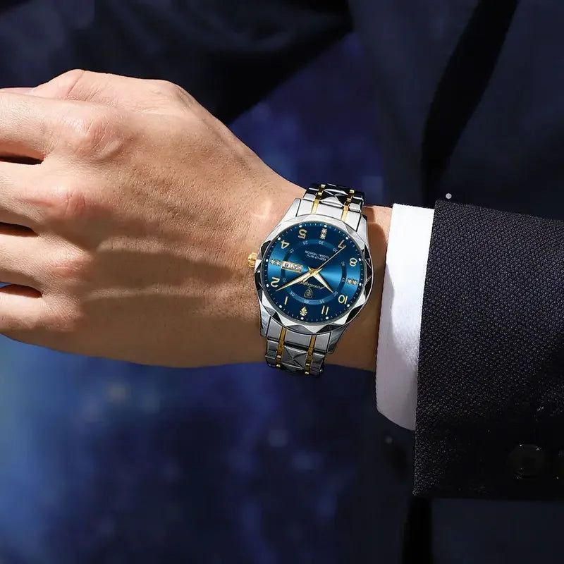 Poedagar 858 Men's Watch Luxury Waterproof Luminous Date Week Quartz Watches Stainless Steel Reloj Hombre Wristwatch for Men