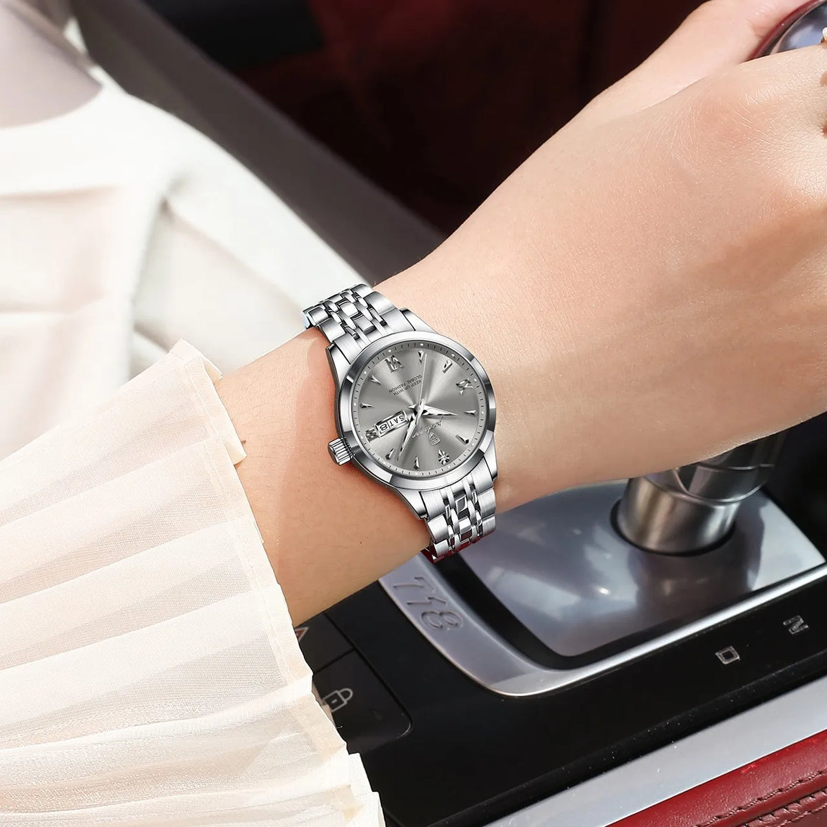 Poedagar 504 Fashion 3ATM Waterproof Luminous Hands Lady Watch Alloy Case Stainless Steel Bracelet Watch for Women