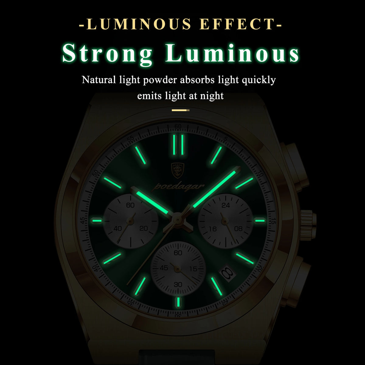 Poedagar 970 Mens Quartz Watch Luxury Leather Strap Luminous Waterproof Wristwatch Montre Homme Casual Chronograph Watch for Men
